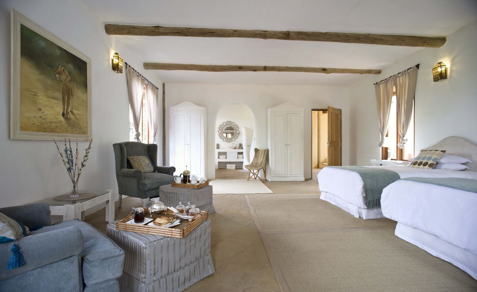 Twin room in Cottar's Bush Villa in the Maasai Mara Kenya