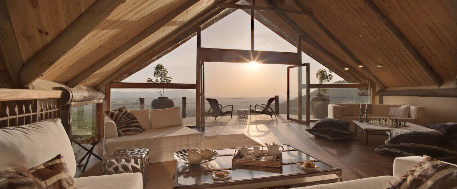 The upper floor and terrace of Cottar's Bush Villa in the Maasai Mara Kenya