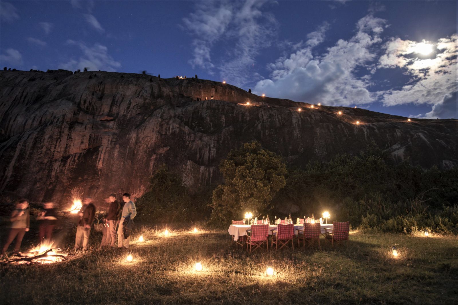 An evening bush dinner on the grounds of Enasoit private house on the Laikipia Plateau in Kenya