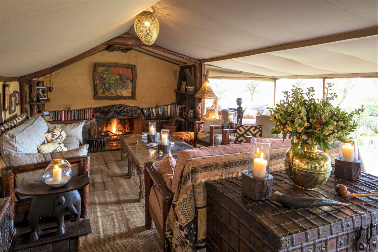 Lounge area at Enasoit private house on the Laikipia Plateau in Kenya