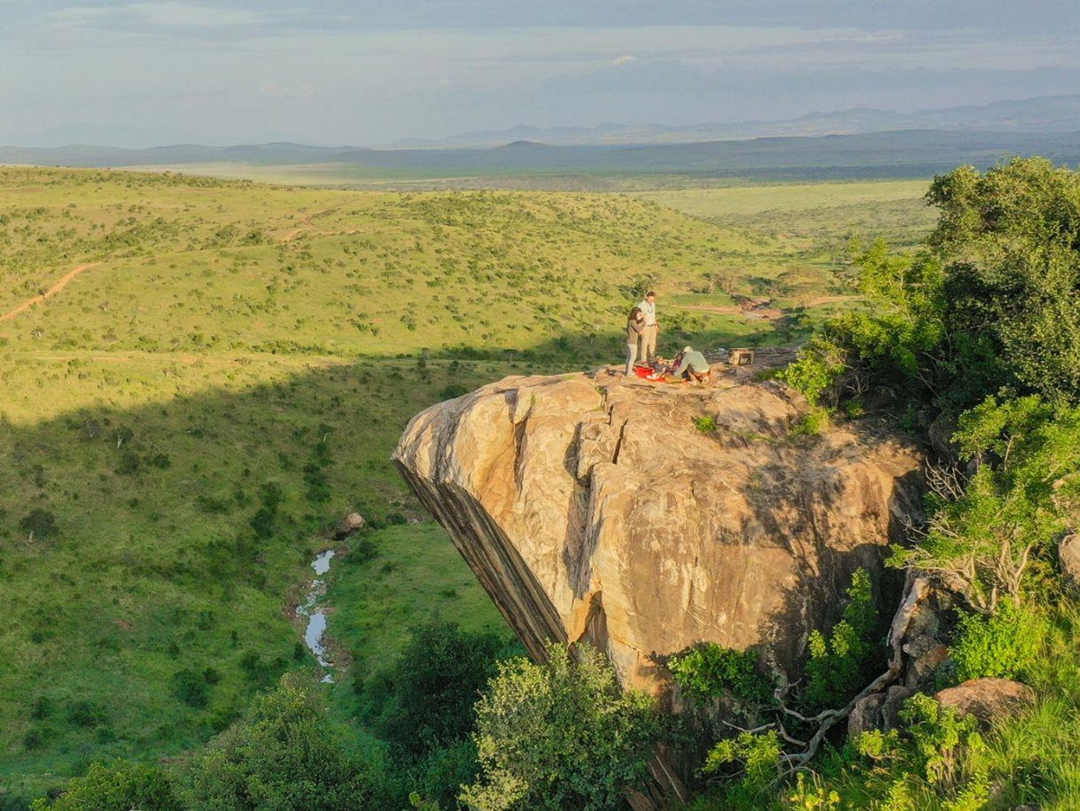 Clifftop picnic on the grounds of Laragai House on the Borana Conservancy in Kenya