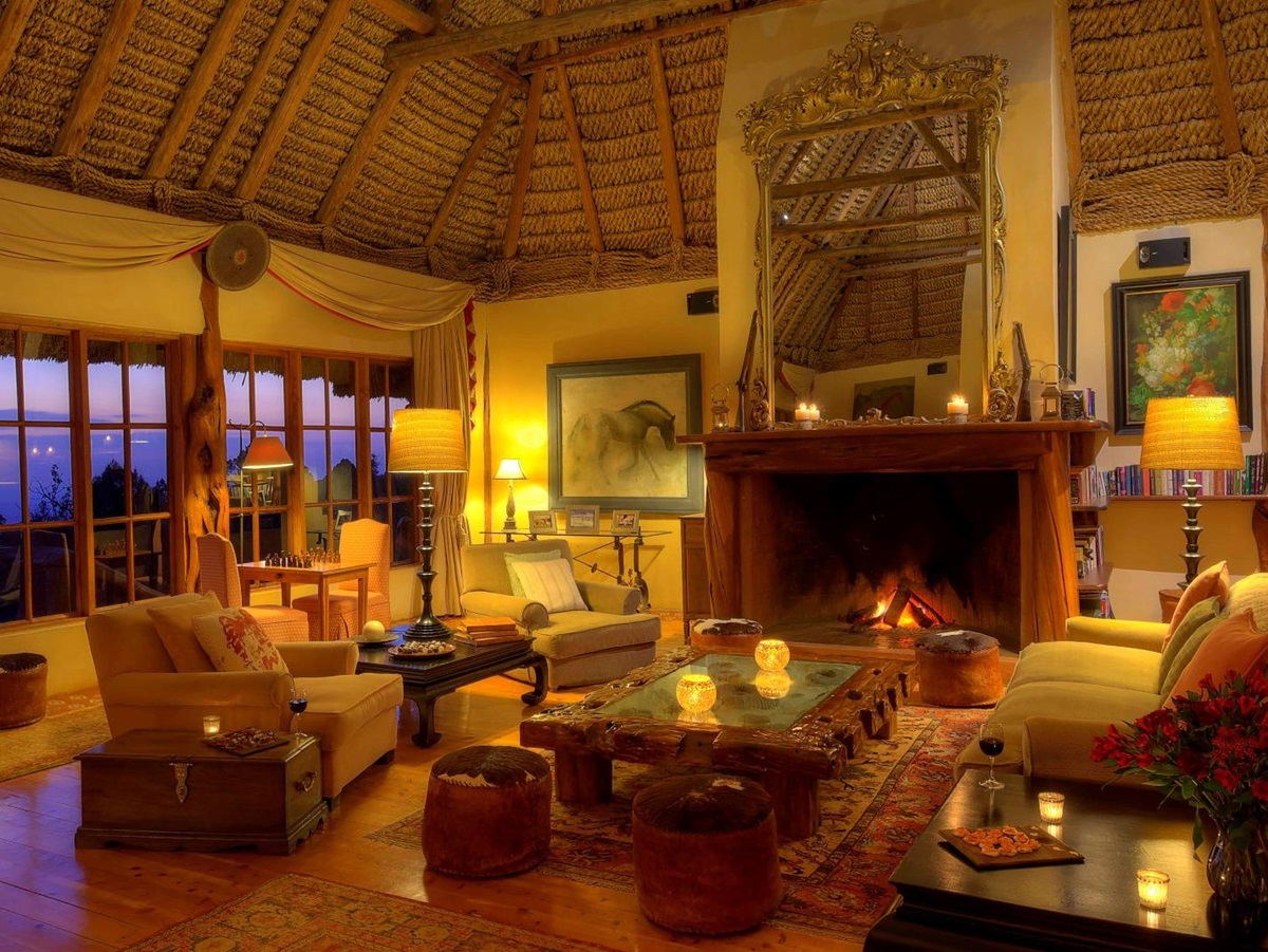 Guest lounge at Laragai House on the Borana Conservancy in Kenya