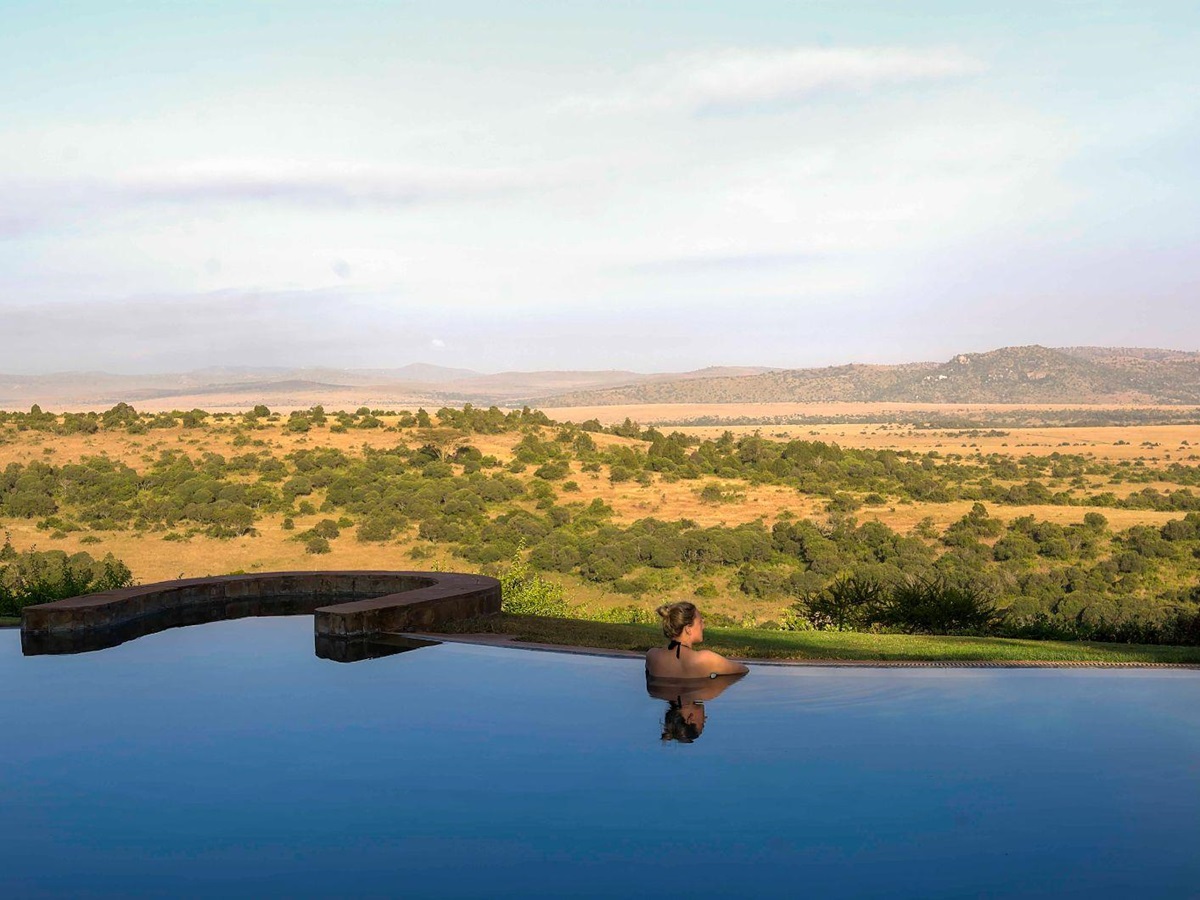 Pool and view of the Borana Conservancy at Laragai House in Kenya