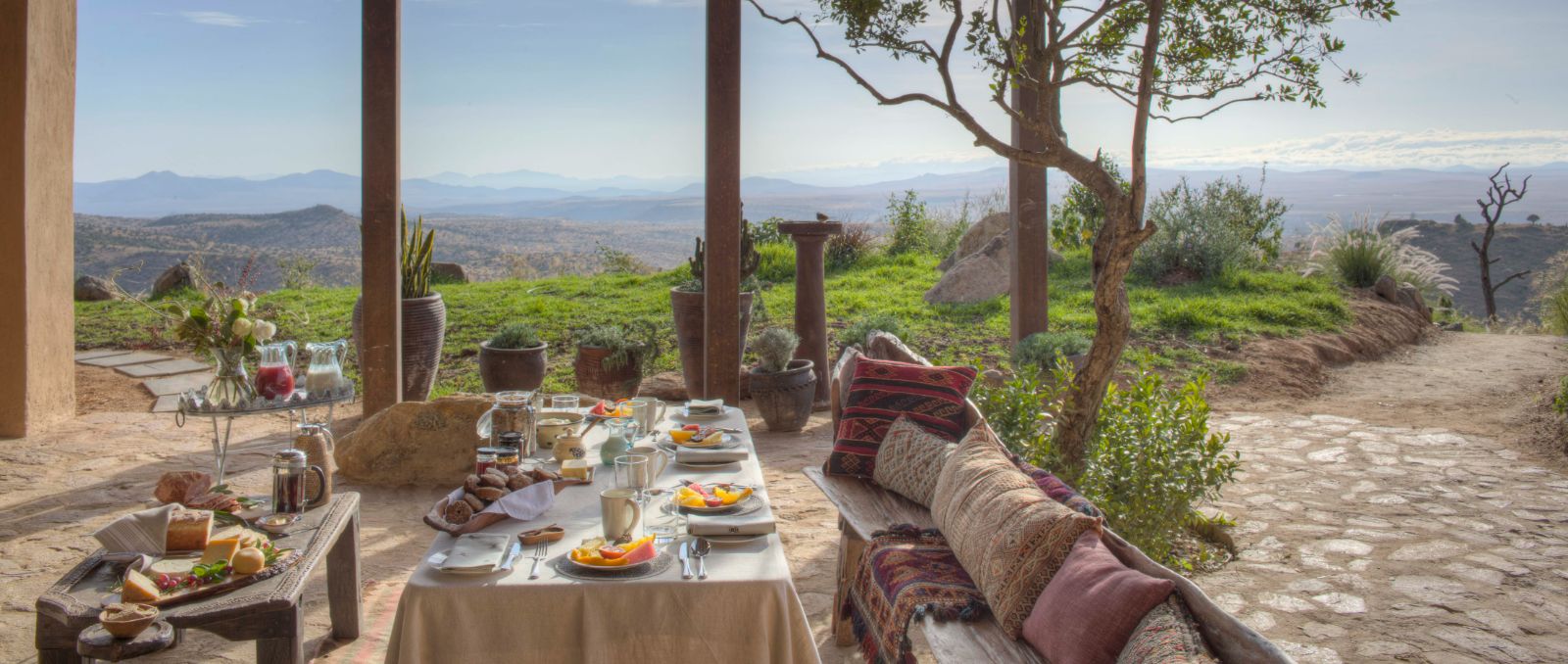 Main house terrace at Lengishu in Laikipia in Kenya