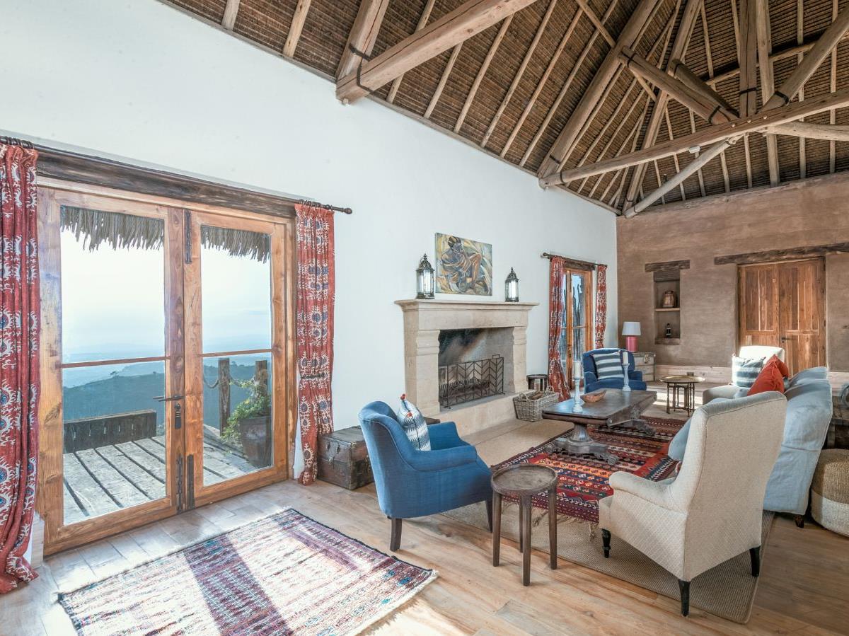 Cottage lounge at Lengishu in Laikipia in Kenya