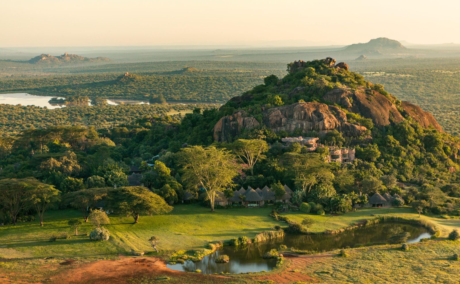 Aerial view of Ol Jogi private house in the Ol Jogi Conservancy in Kenya
