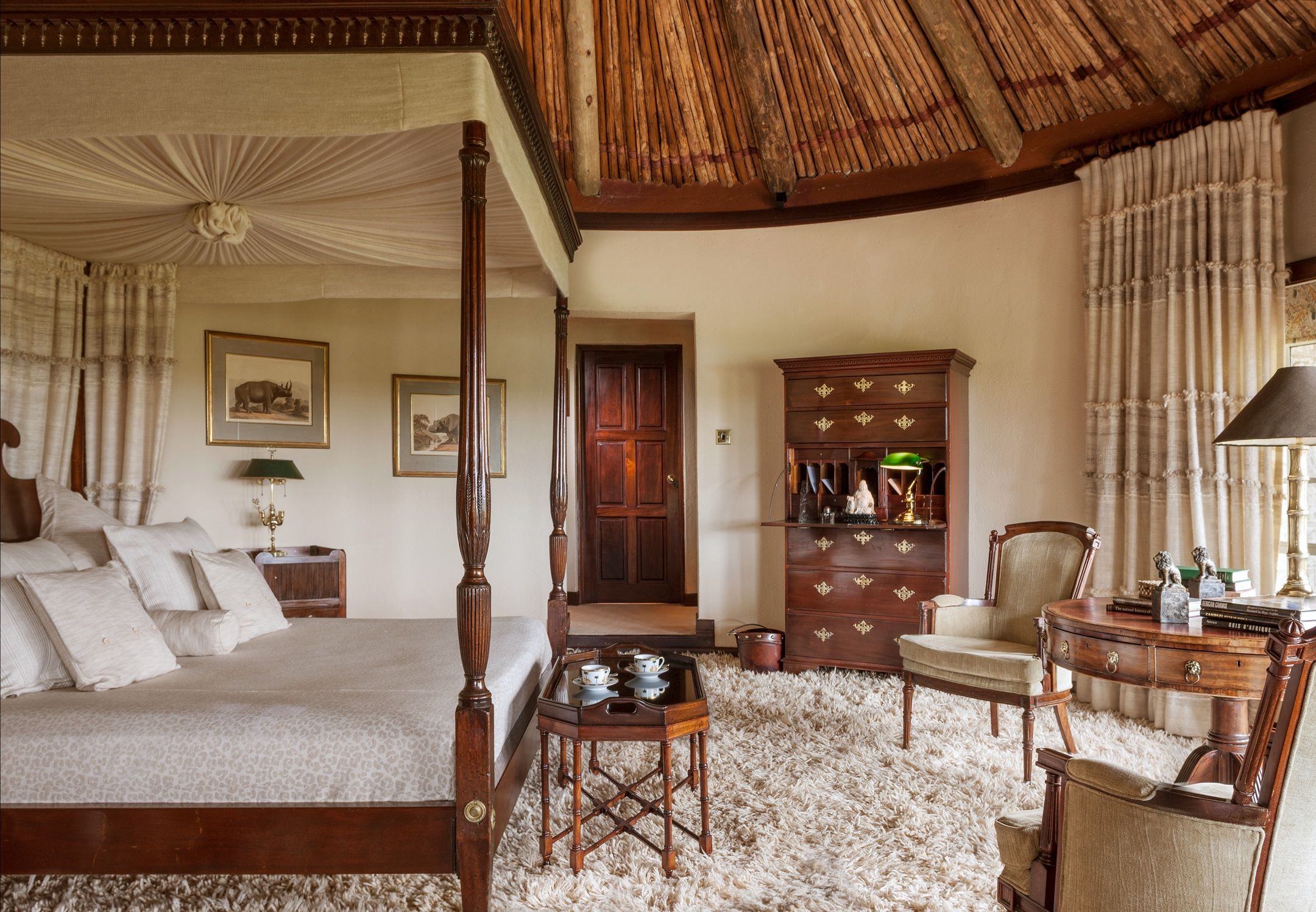 double bedroom in a cottage at the luxury villa Ol Jogi in Kenya