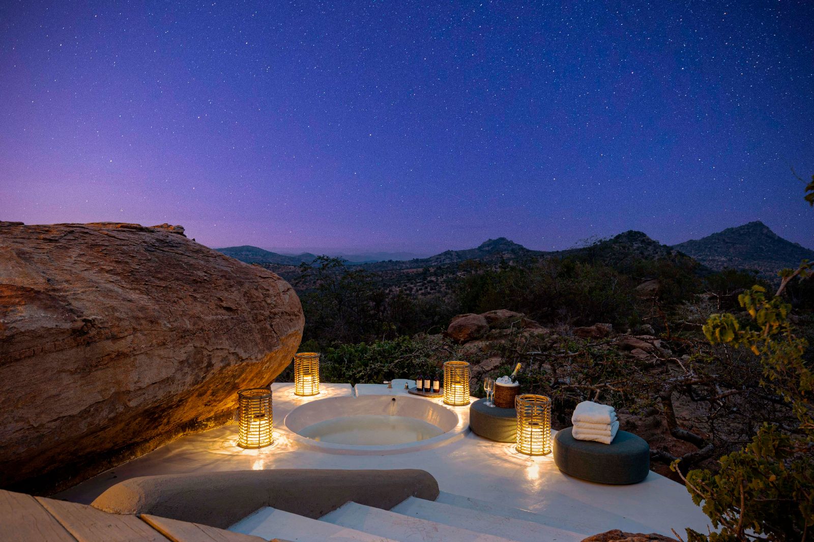 Carissa suite alfresco bathtub at Ol Lentille private house on the Laikipia Plateau in kenya
