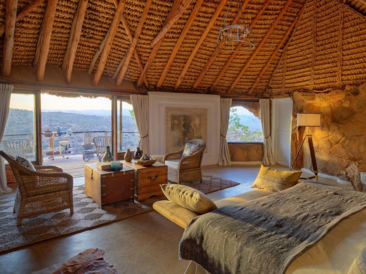 Guest room with view at Ol Lentille on the Laikipia Plateau in Kenya