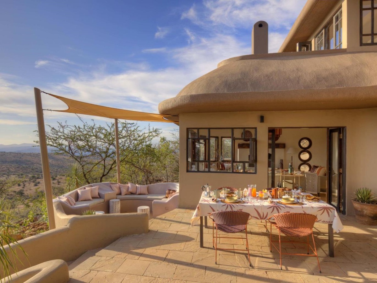 Alfresco breakfast on the terrace at Ol Lentille on the Laikipia Reserve in Kenya