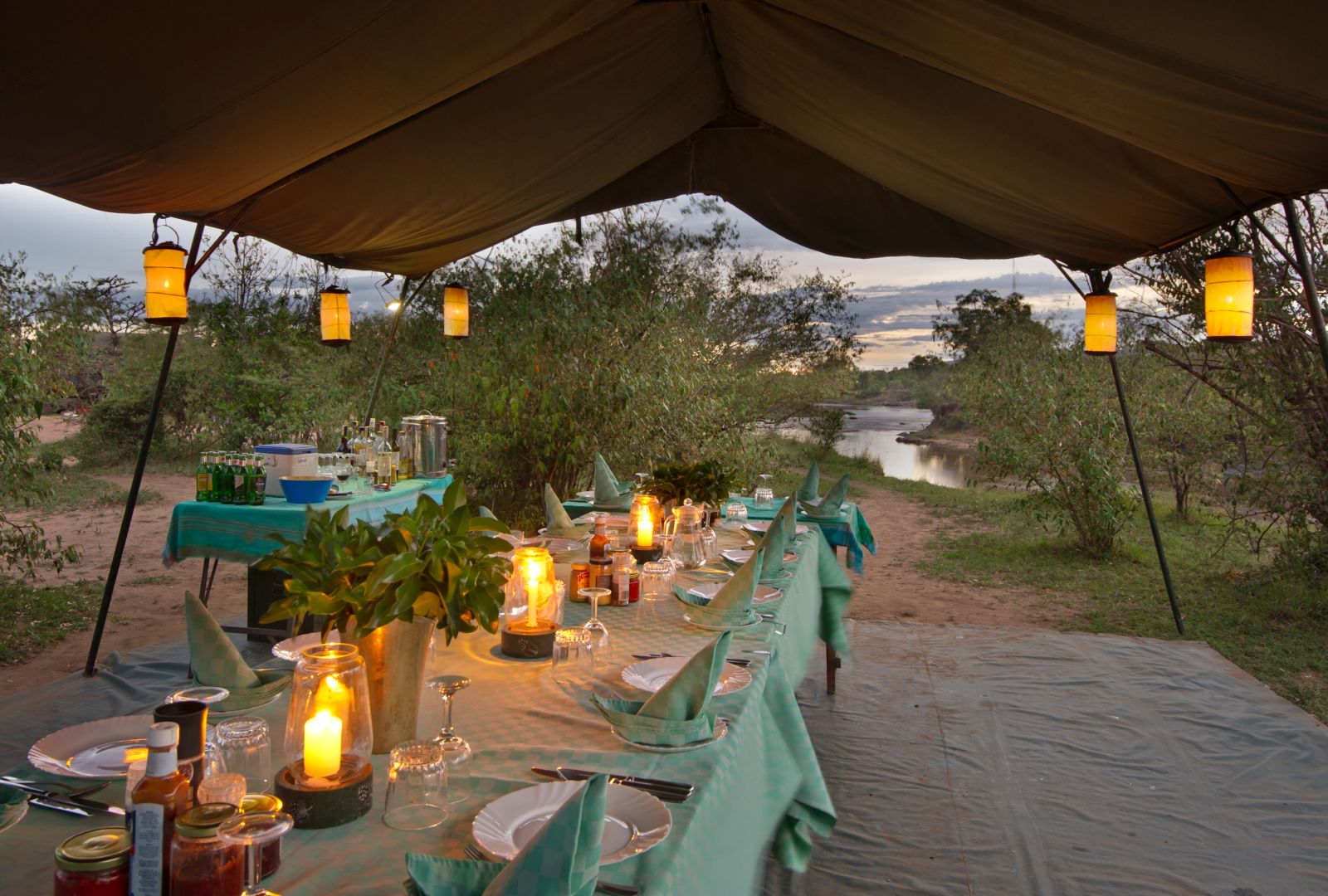 Dinner under canvas in the Masai Mara on a Kenya riding safari
