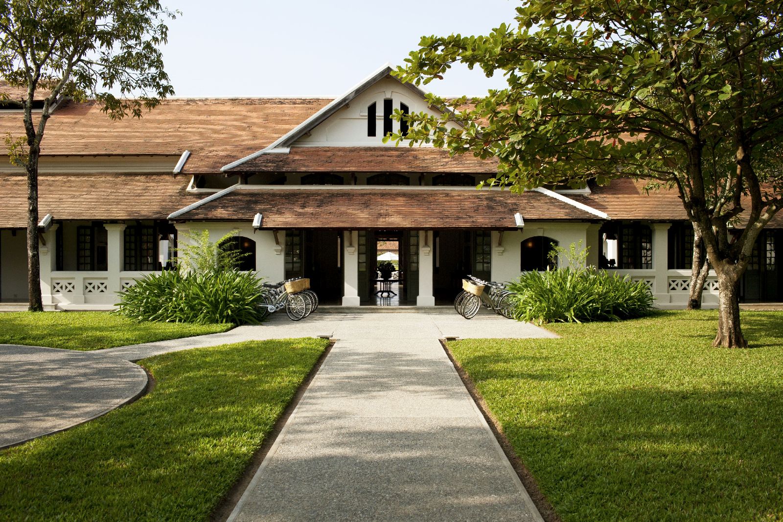 Entrance and grounds of Amantaka in Luang Prabang Laos