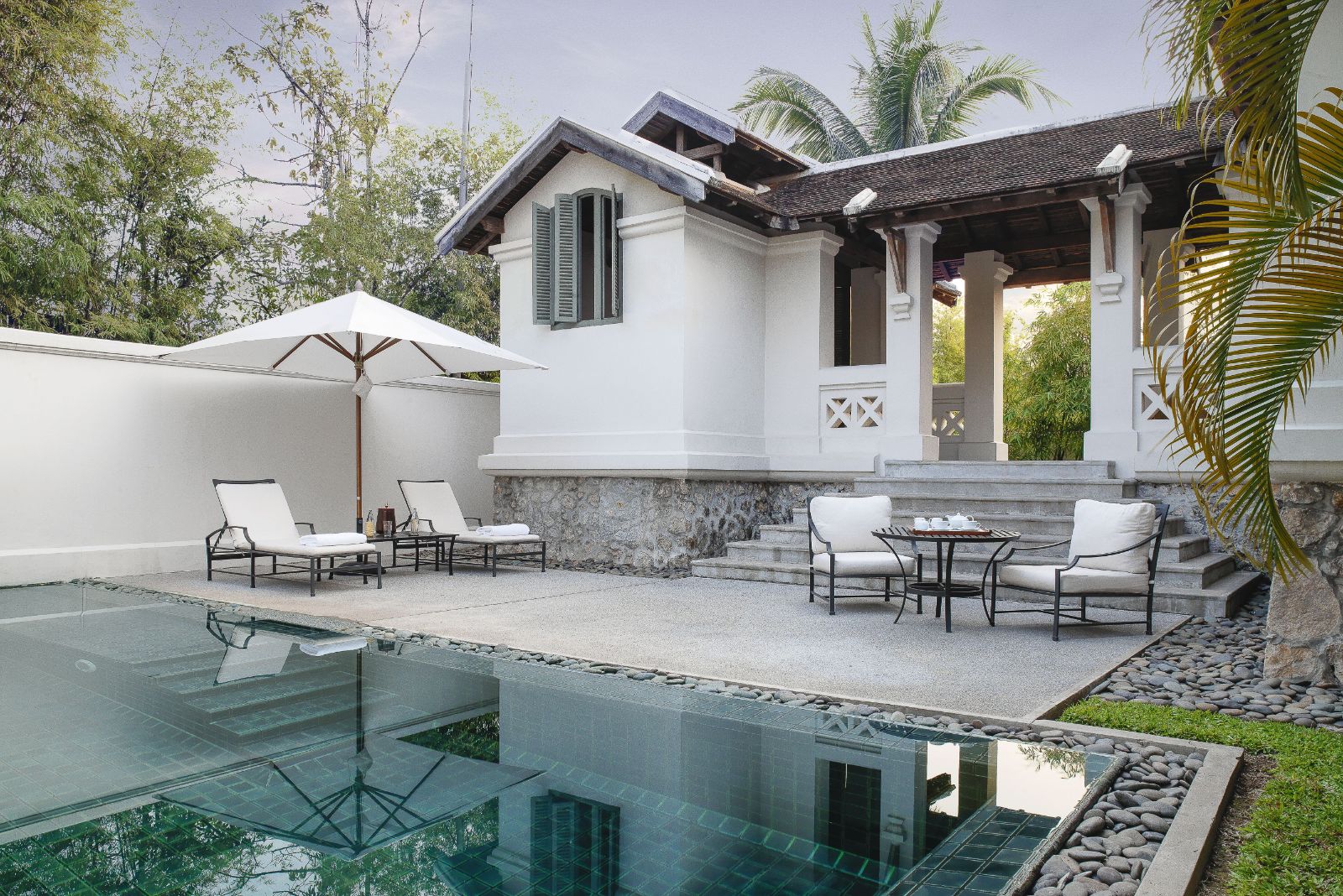 Private pool of a pool suite at Amantaka in Luang Prabang Laos