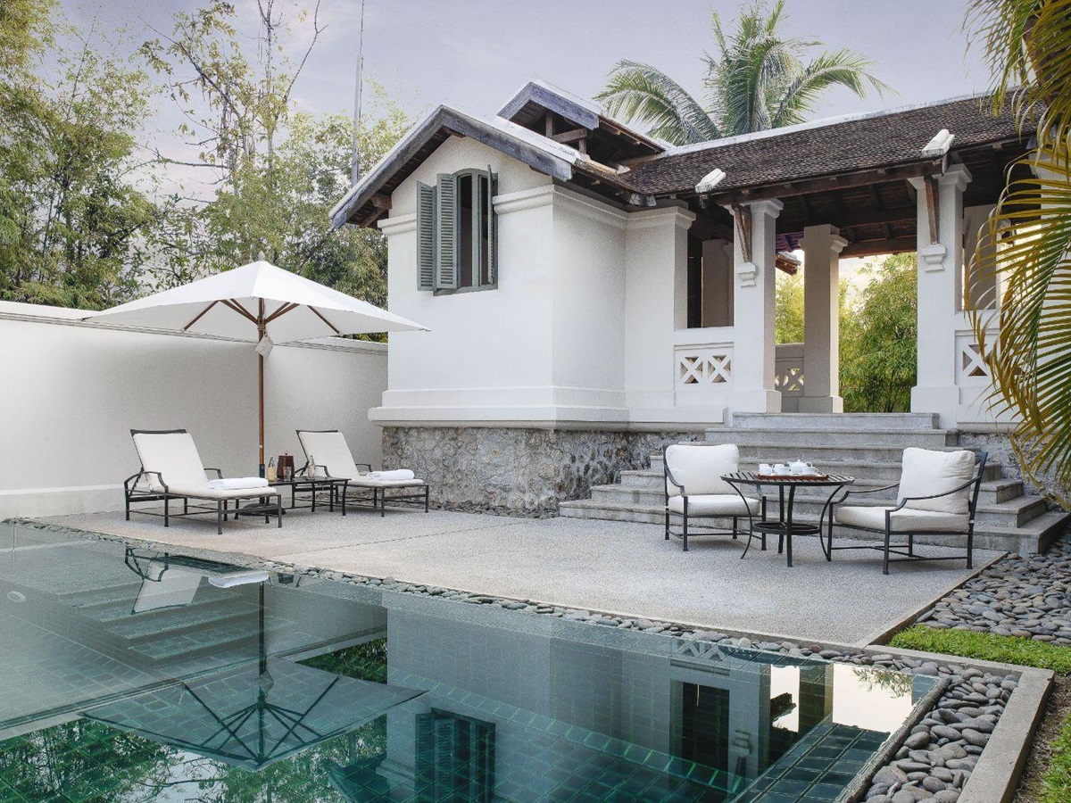 Private pool of a pool suite at Amantaka in Luang Prabang Laos