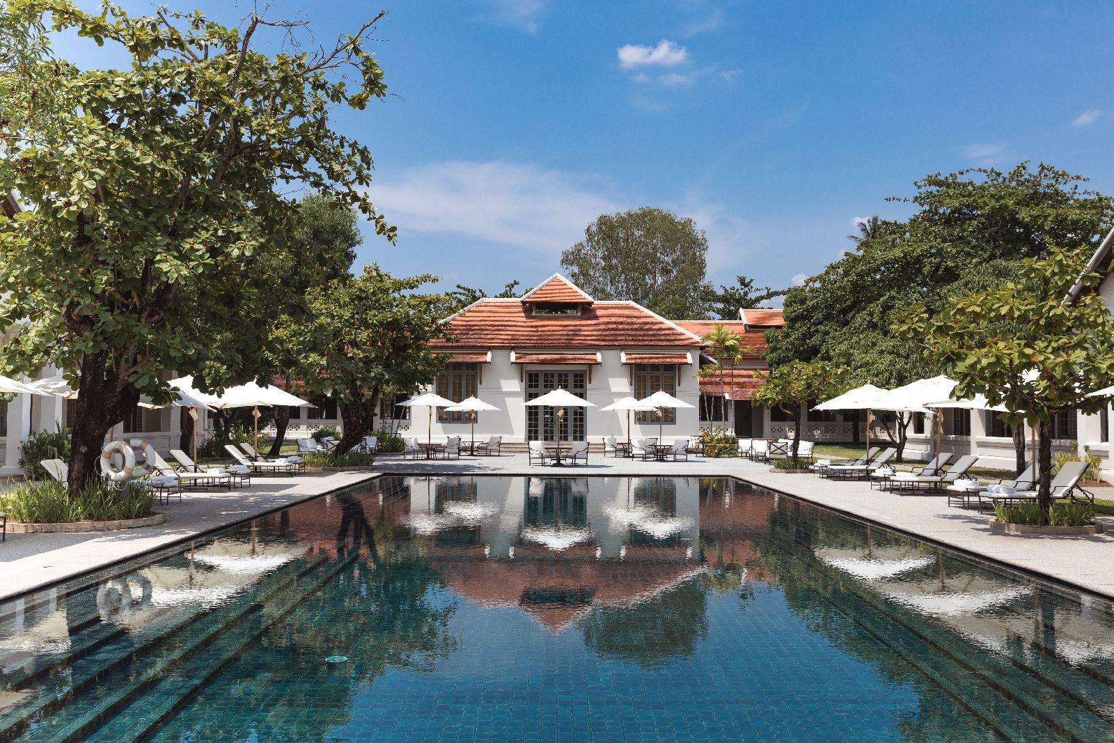 The swimming pool at Amantaka in Luang Prabang Laos