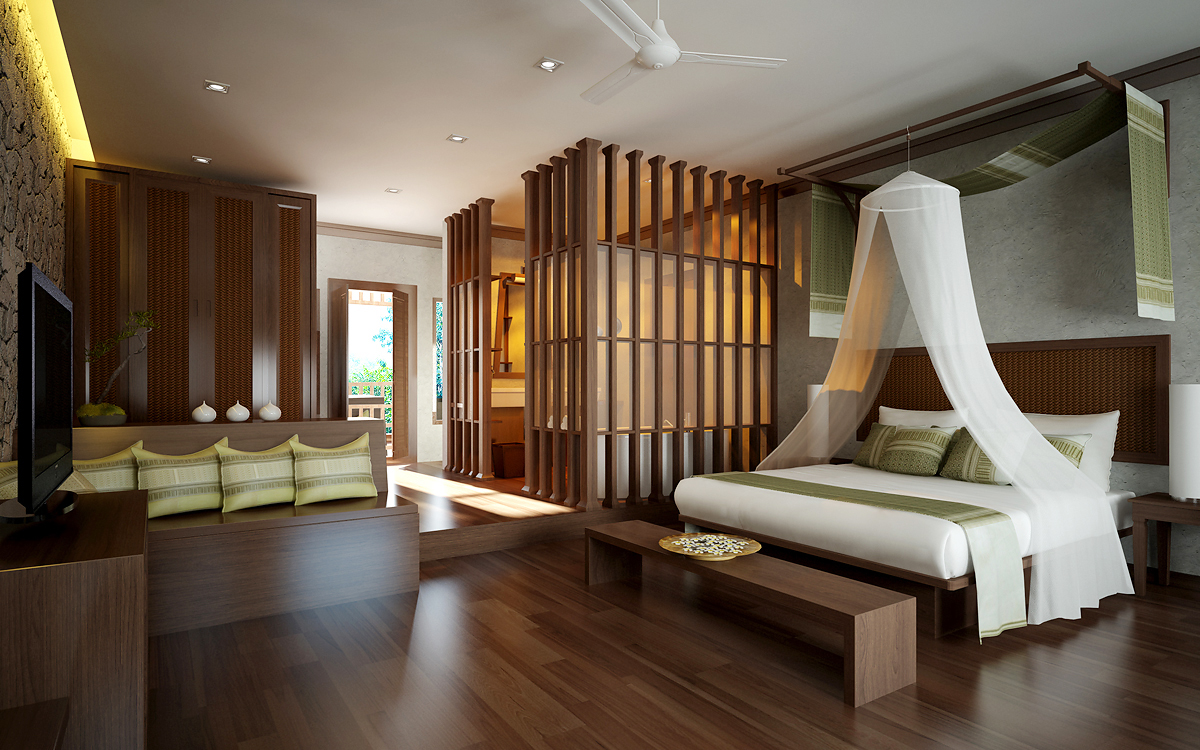 en-suite double bedroom in kiridara, laos