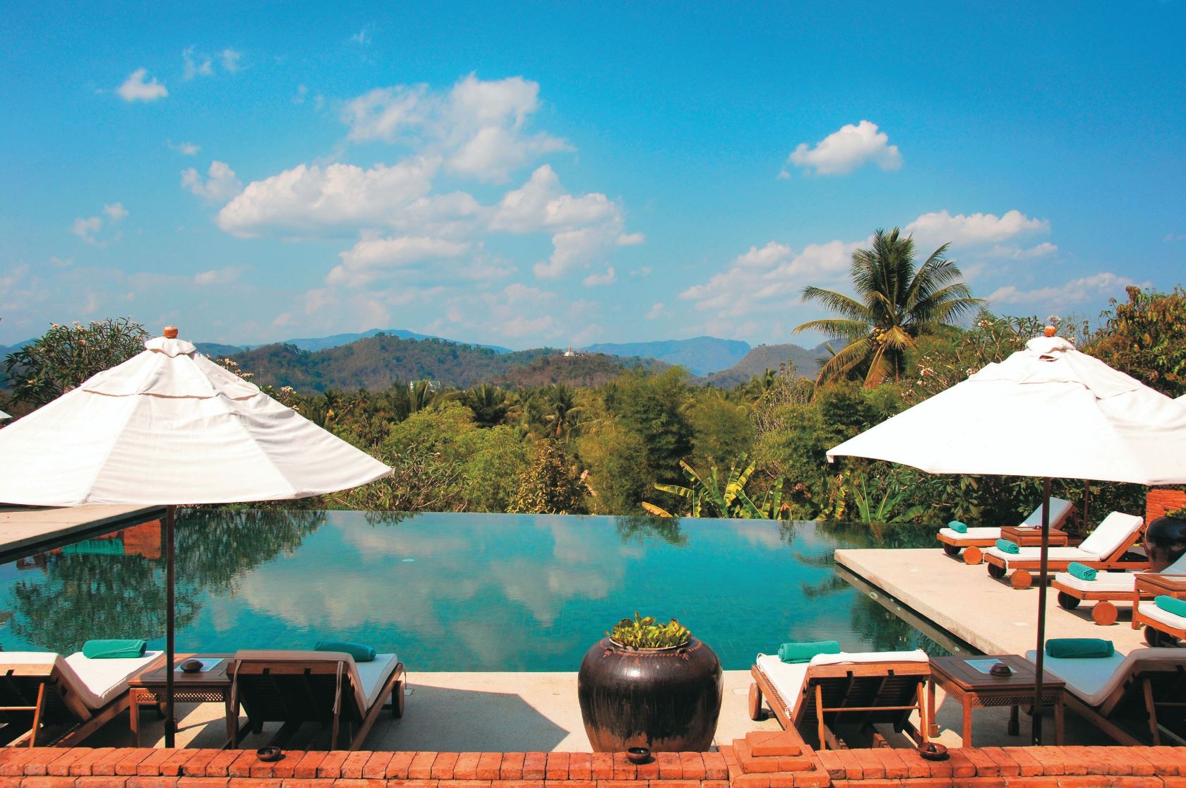 main swimming pool of la residence phou vao, laos