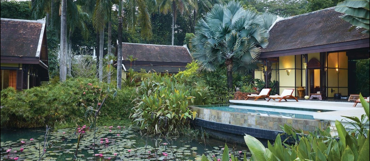 Guest villa overlooking pond at La Residence Phao Vao in Luang Prabang, Laos