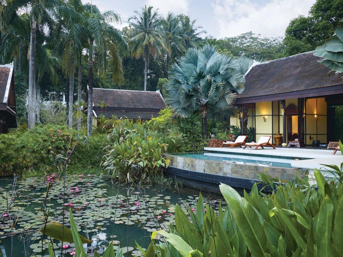 Guest villa overlooking pond at La Residence Phao Vao in Luang Prabang, Laos