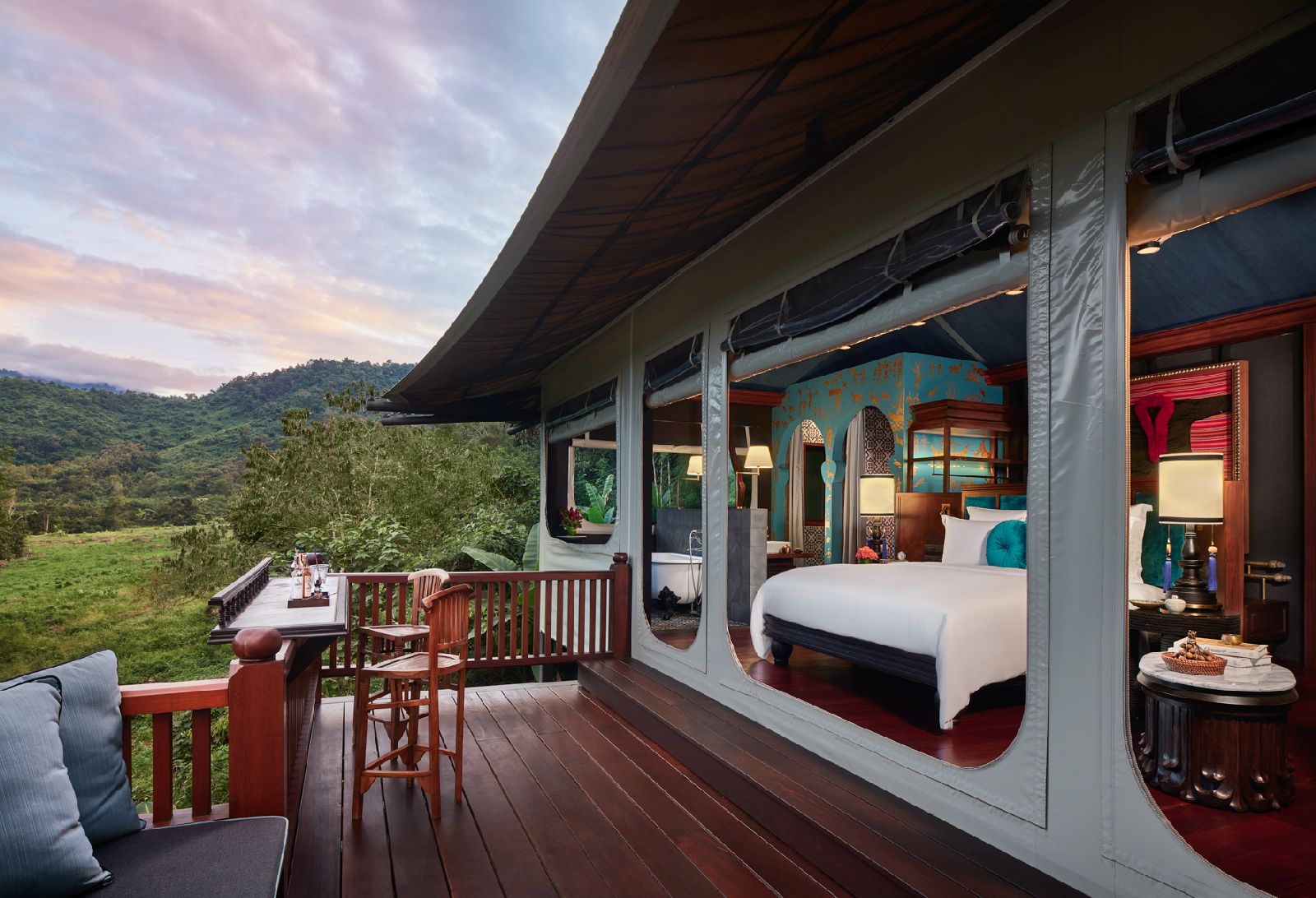 Terrace of a Hilltop Tent at the Rosewood Luang Prabang in Laos