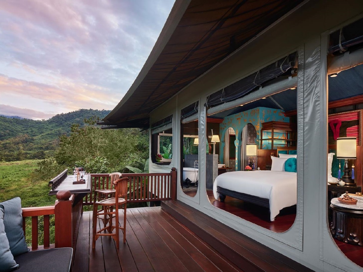 Terrace of a Hilltop Tent at the Rosewood Luang Prabang in Laos