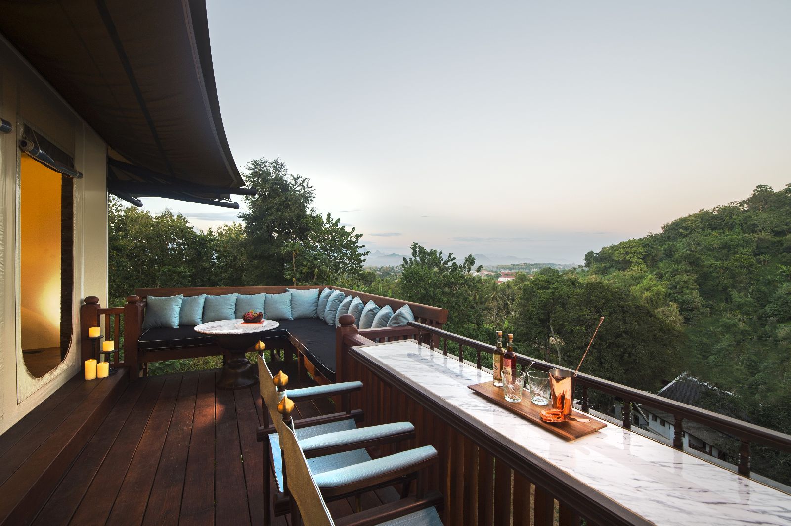 View of the Laos hills from at the Rosewood Luang Prabang