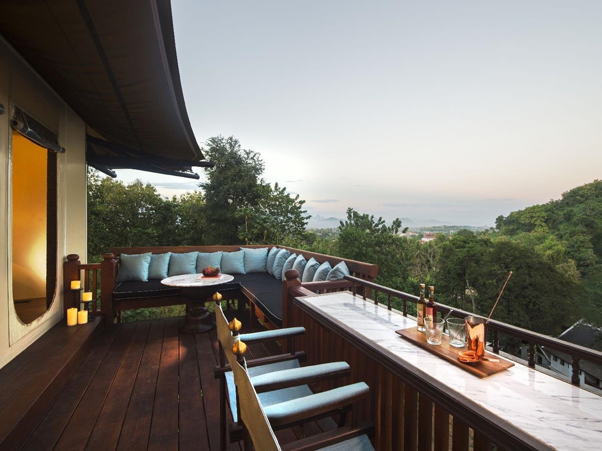 View of the Laos hills from at the Rosewood Luang Prabang