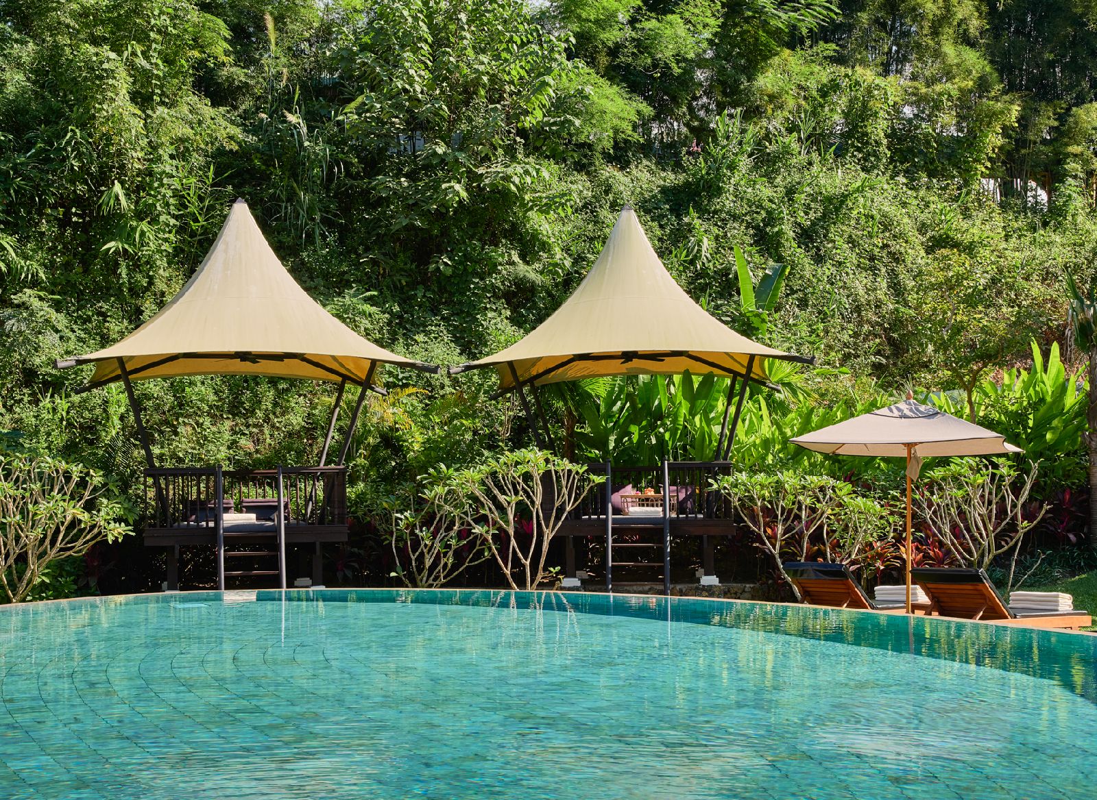 The swimming pool at the Rosewood Luang Prabang in Laos