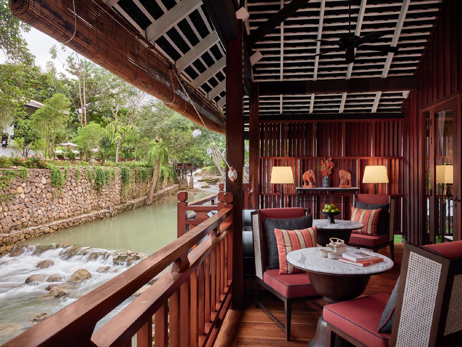 Terrace of a Riverside Villa at the Rosewood Luang Prabang in Laos