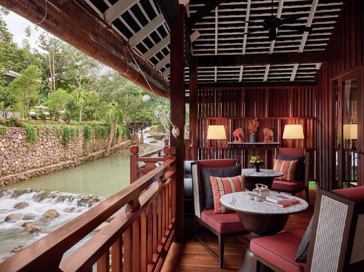 Terrace of a Riverside Villa at the Rosewood Luang Prabang in Laos