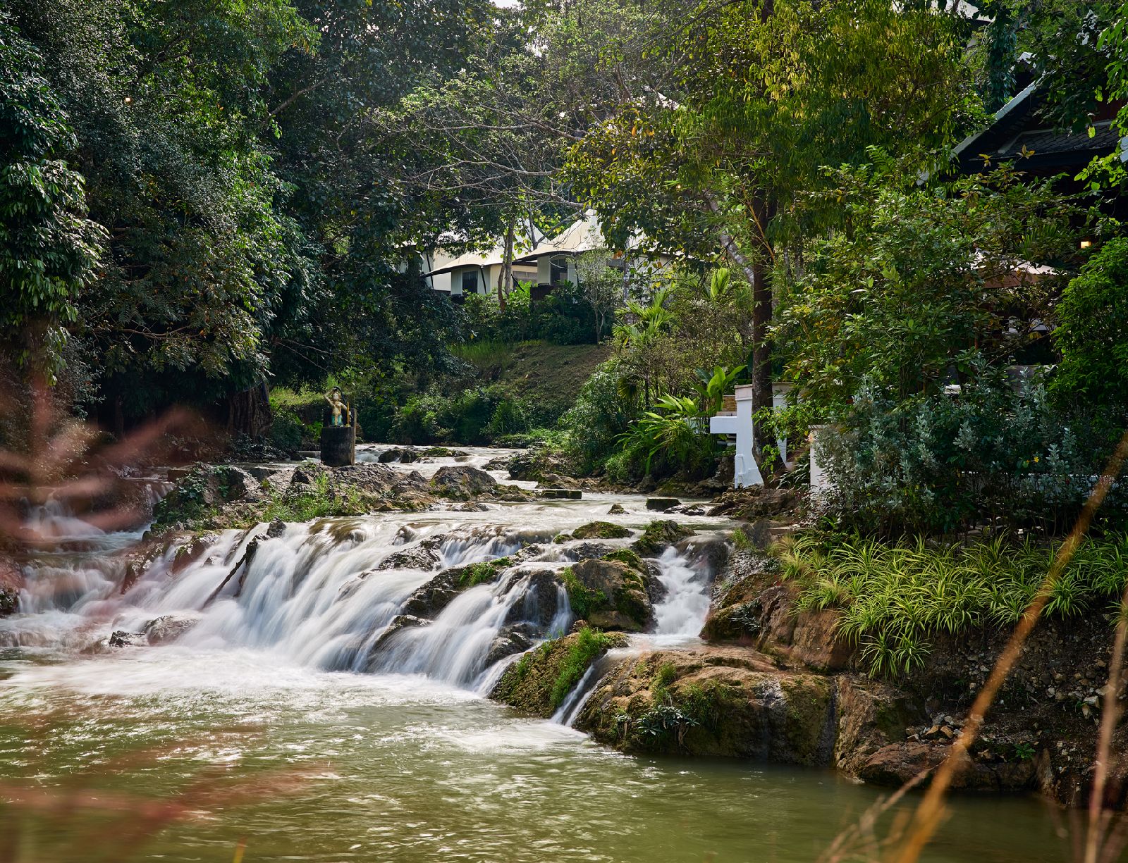 Waterfall in the grounds of the Rosewood Luang Prabang in Laos