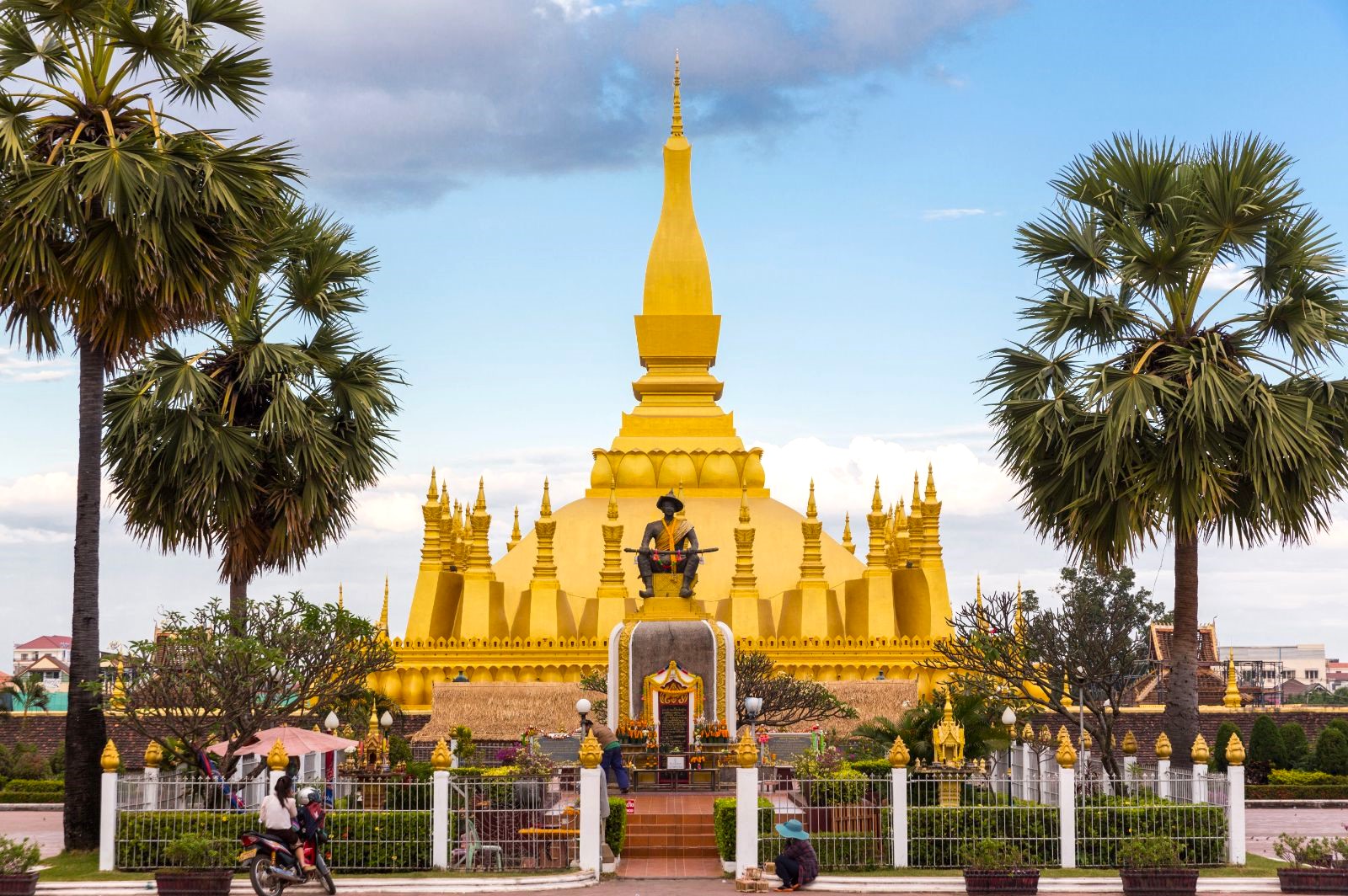 Temple facade viewed from the RV Laos Pandaw on the Mekong River in Laos