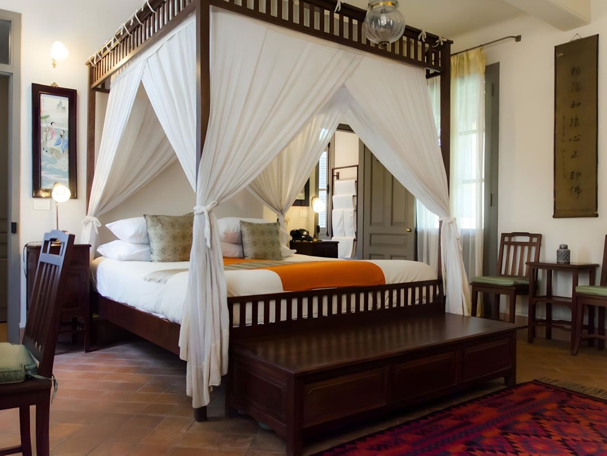 Deluxe guest room at Satri House in Luang Prabang, Laos