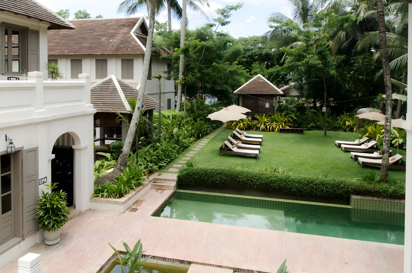 Gardens of Satri House in Luang Prabang, Laos