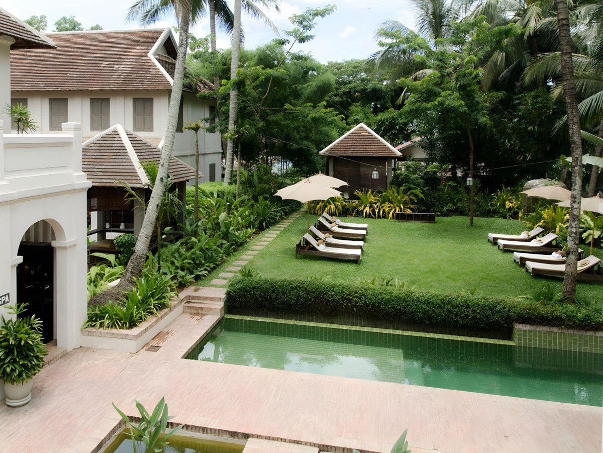 Gardens of Satri House in Luang Prabang, Laos