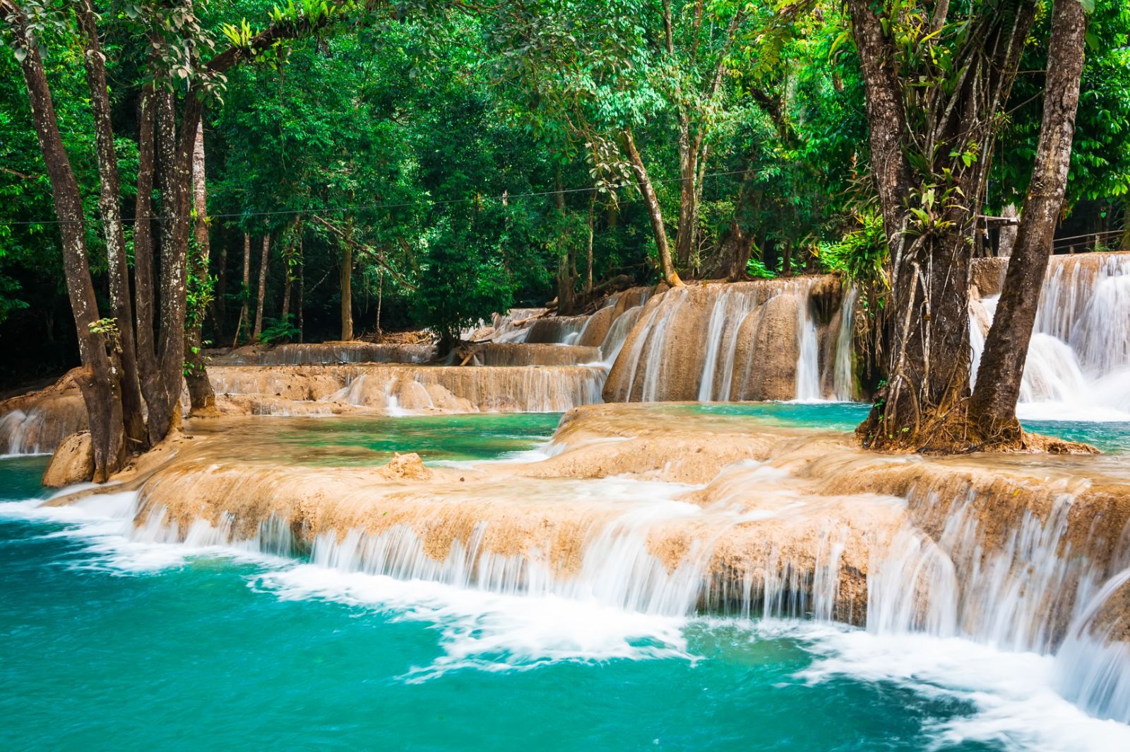 Kuang Si falls near Luang Prabang in Laos 
