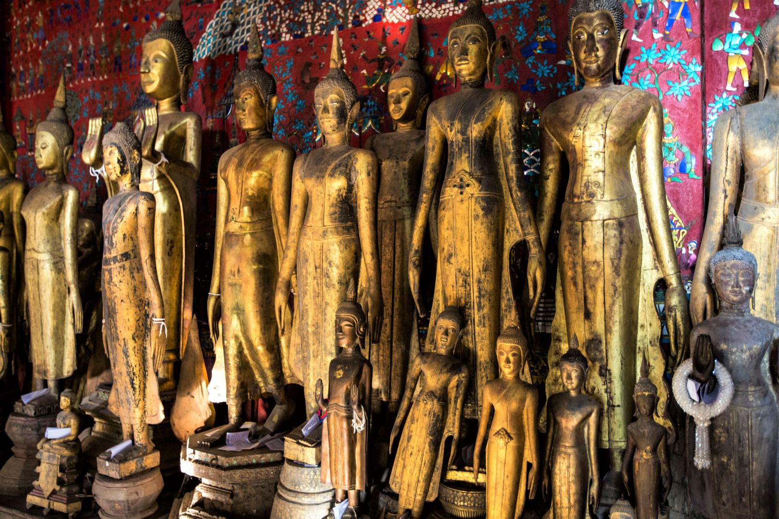 Golden religious statues in Laos