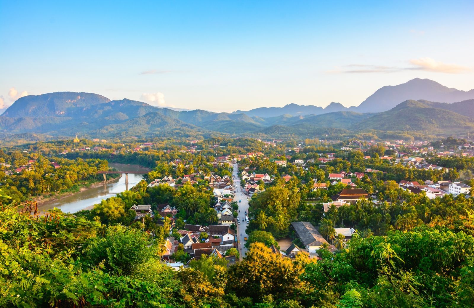 Aerial view of Luang Prabang city in Laos