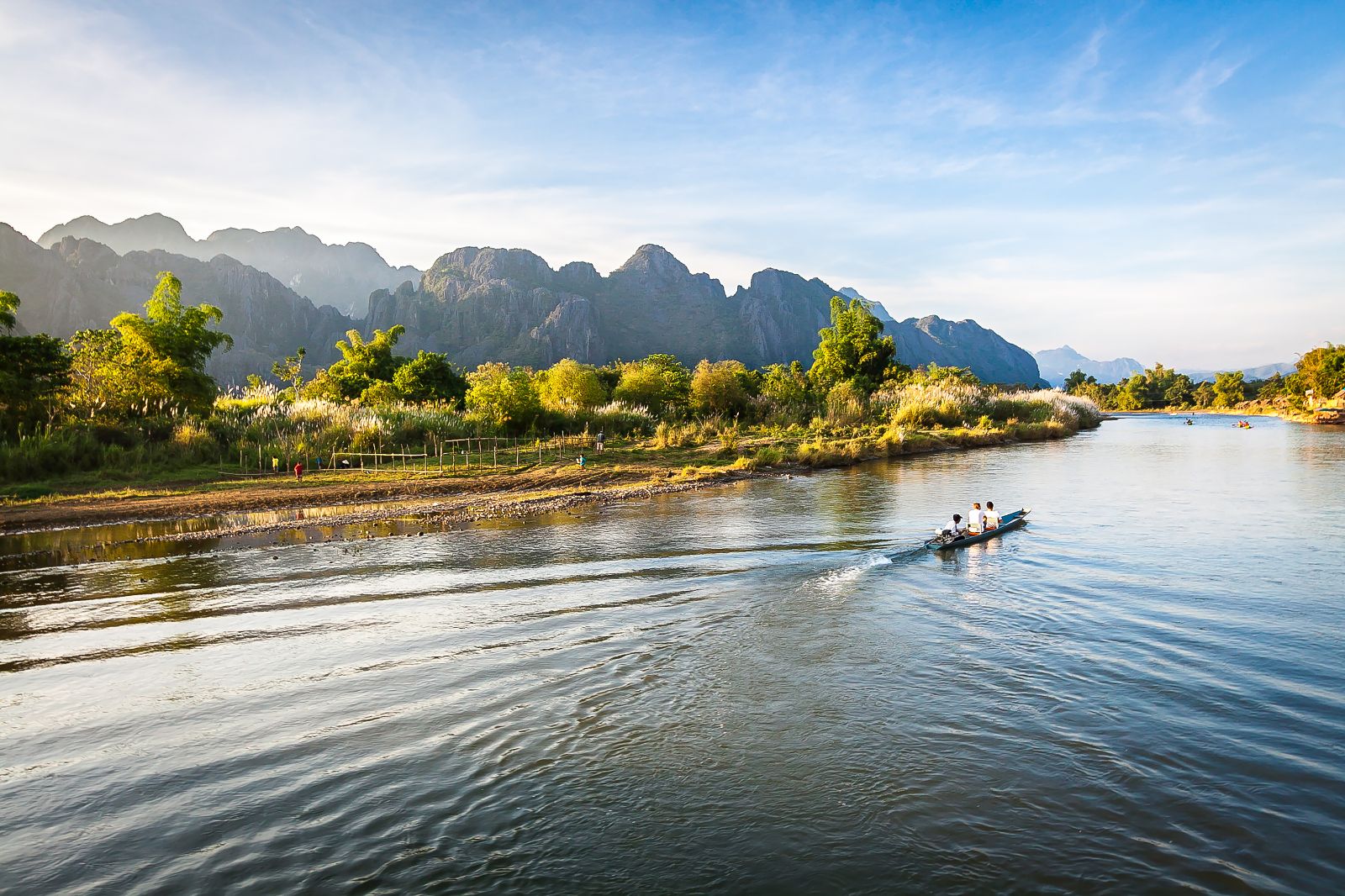 Wide view f the Mekong River near Luang Prabang in Laos