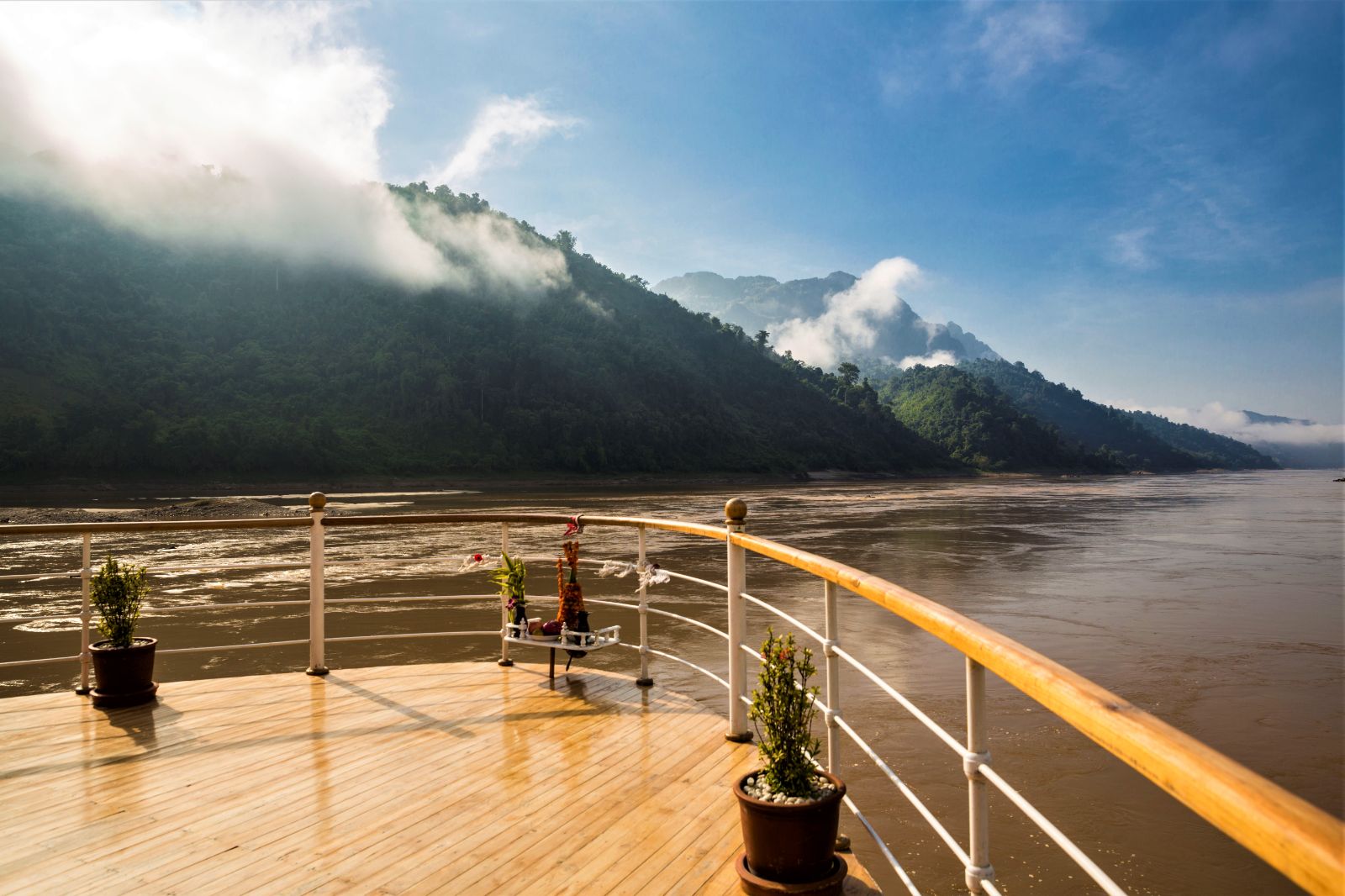 Views of the Mekong from the bow of a boat cruise