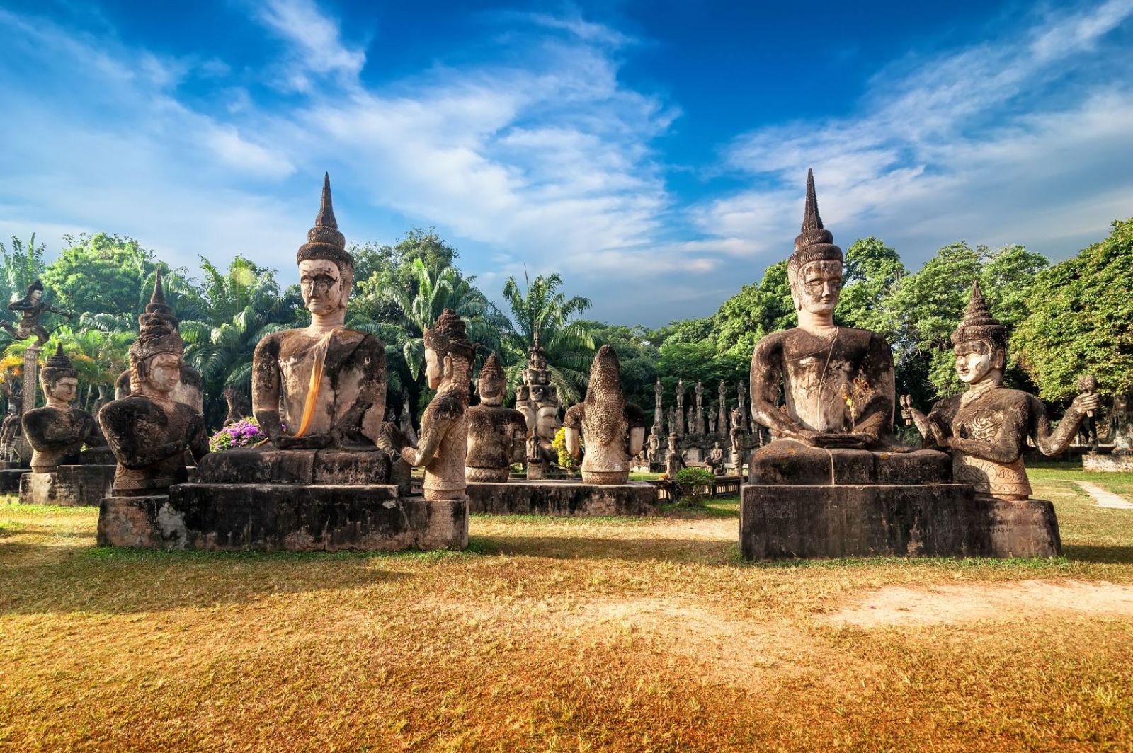 Exterior view of Wat Xieng Khuan at Buddha Park in Laos