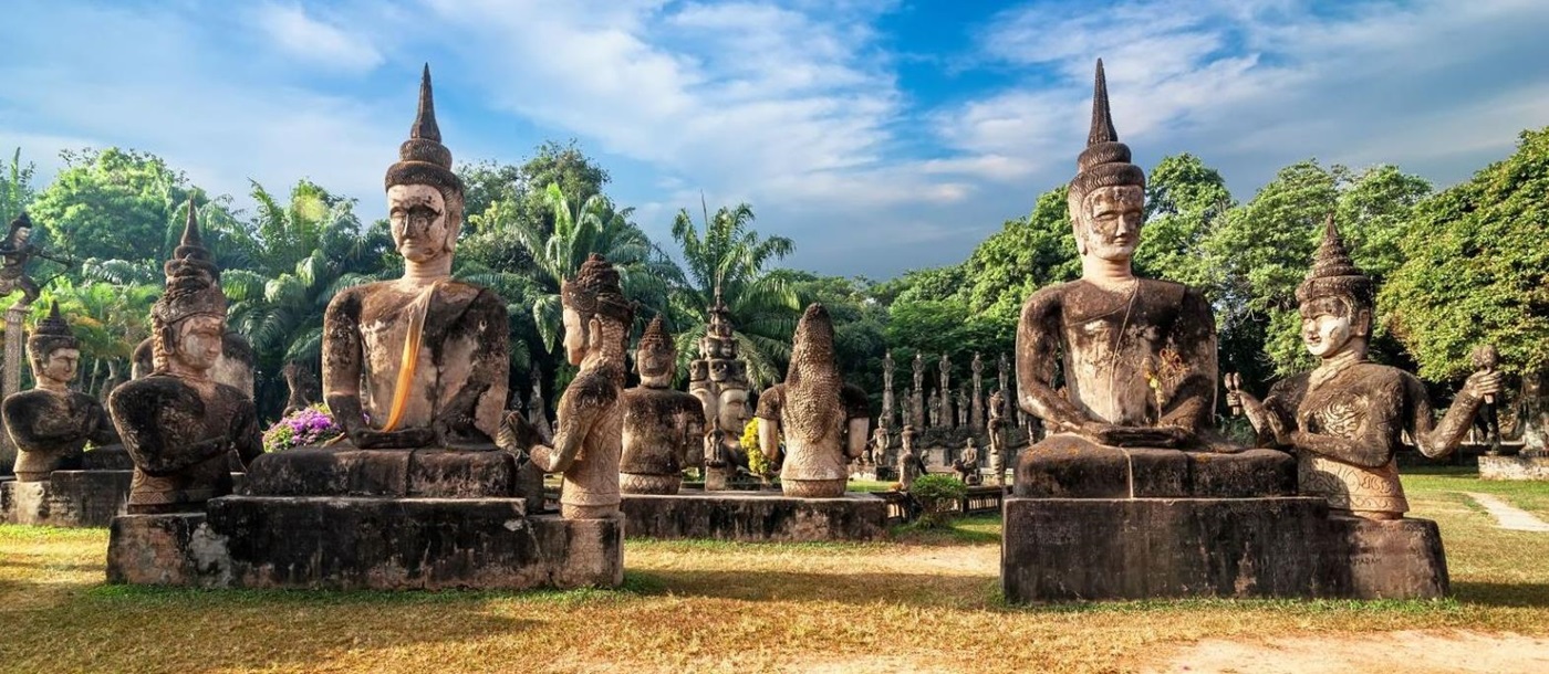 Exterior view of Wat Xieng Khuan at Buddha Park in Laos