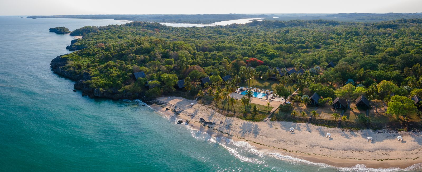 Aerial view of the beach at Anjajavy L'Hotel in Madagascar