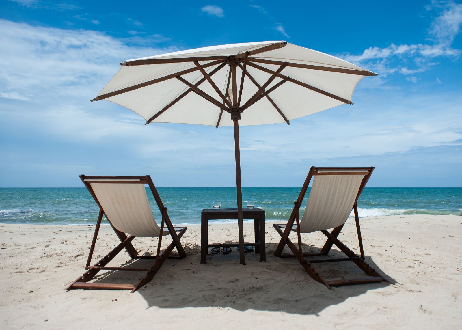 Sun loungers on the beach at Anjajavy L'Hotel in Madagascar