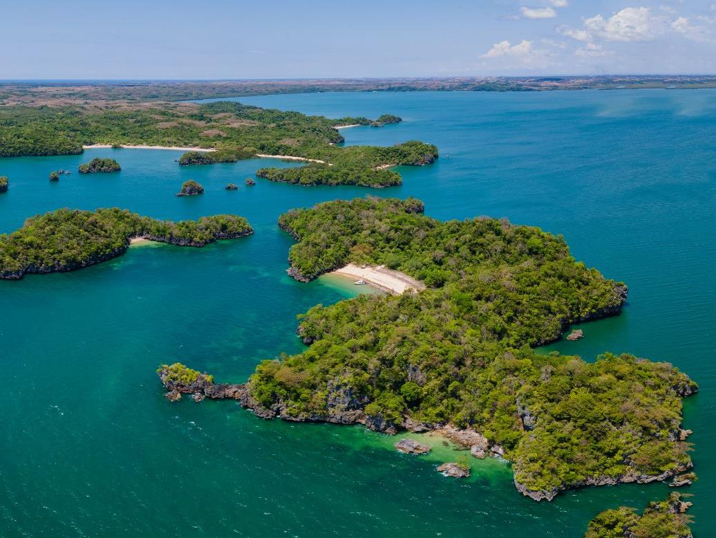 Aerial view of the peninsula at Anjajavy L'Hotel in Madagascar