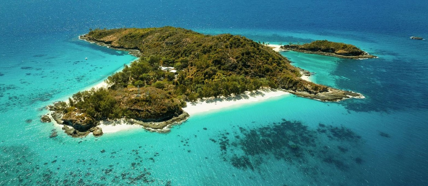 Aerial view of the Constance Tsarabanjina island resort in Madagascar