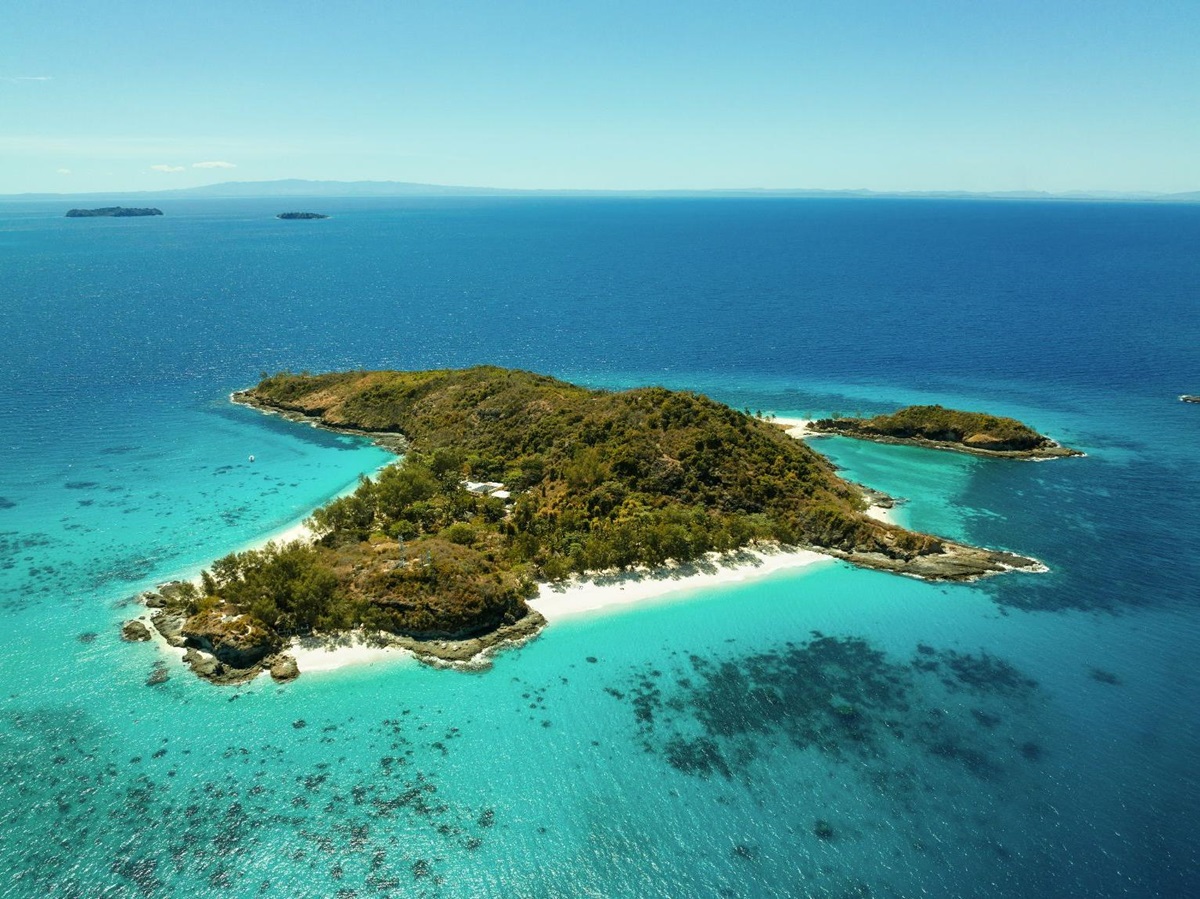 Aerial view of the Constance Tsarabanjina island resort in Madagascar