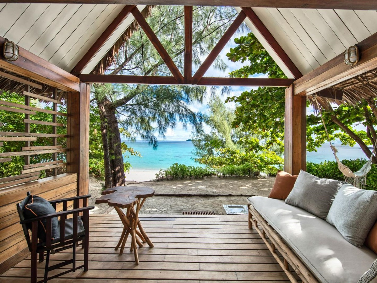 Veranda of a beach villa at the Constance Tsarabanjina resort in Madagascar