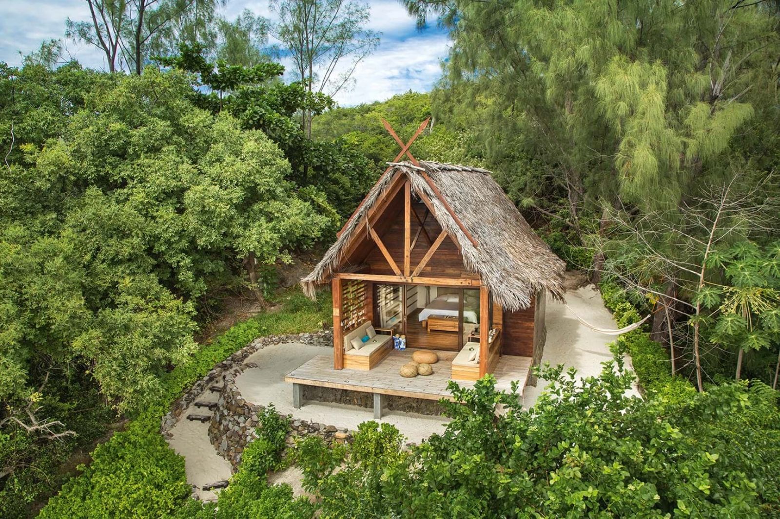 A beach villa surrounded by forest at the Constance Tsarabanjina resort in Madagascar