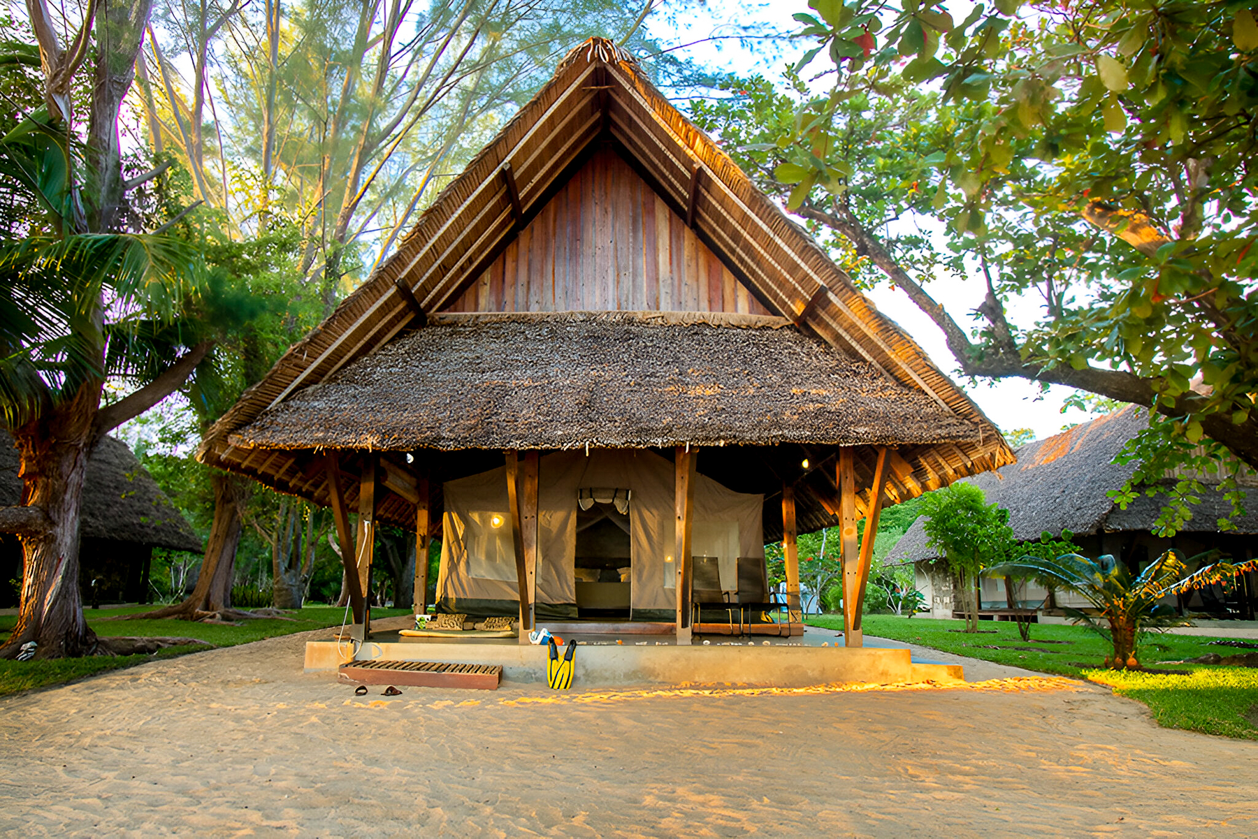 Exterior view of a guest tent at Eden Lodge in Madagascar